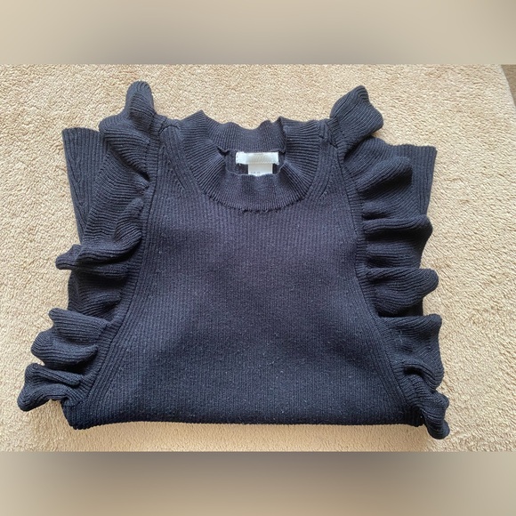 H&M Black Ribbed Racerback Ruffle Tank Top - Size XS - EUC - Picture 2 of 10